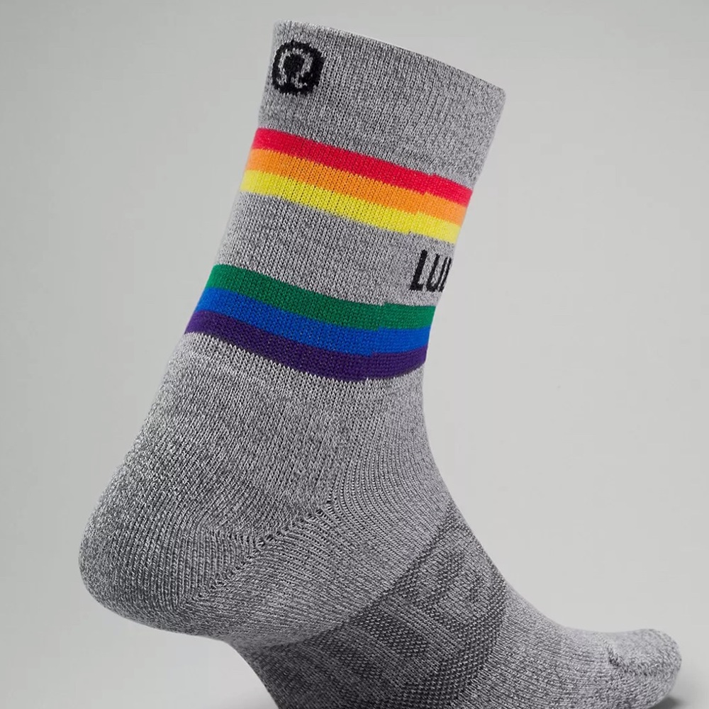 Lululemon Black Rainbow Daily Stride Crew Socks Pride Large